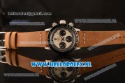 Rolex Daytona Vintage Chronograph OS20 Quartz Steel Case with White Dial and Brown Nylon Strap