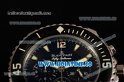 BlancPain Fifty Fathoms Chronograph Flyback Calibre F185 Miyota Quartz Steel Case with Black Dial and Green Markers (ZF)