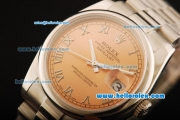 Rolex Datejust Automatic Movement Full Steel with Orange Dial and Roman Numeral Markers