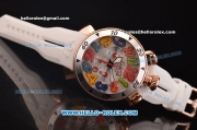 Gaga Milano Chrono 48 Miyota OS20 Quartz Rose Gold Case with Silver Dial and Colorful Numeral Markers