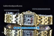 Cartier Santos 100 Japanese Miyota Quartz Yellow Gold Case with White Dial Roman Numberal Markers and Yellow Gold Bracelet