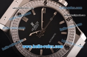 Hublot Classic Fusion Automatic Steel Case with Diamond Bezel - Black Dial and Black Rubber Strap - ETA Coating
