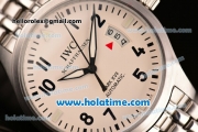 IWC Pilots Mark XVII Asia 2813 Automatic Full Steel with White Dial and Black Arabic Numeral Markers
