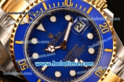 Rolex Submariner Asia 2813 Automatic Two Tone with Blue Dial and White Markers