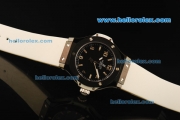 Hublot Big Bang King Swiss Quartz Movement PVD Case and Bezel with Black Dial and White Rubber Strap