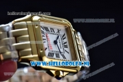 Cartier Santos 100 Japanese Miyota Quartz Yellow Gold Case with White Dial Roman Numberal Markers and Yellow Gold Bracelet