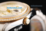 Rolex Datejust Automatic Movement with Diamond Bezel/ Markers and Two Tone Strap