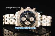 Breitling Chronomat Evolution Chronograph Swiss Valjoux 7750 Automatic Movement Full Steel with Arabic Numerals and Diamond Bezel
