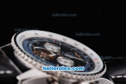 Breitling Navitimer Tourbillon Automatic Movement Black Dial with Silver Stick Marking and Black Leather Strap