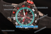 Richard Mille RM028 Swiss Valjoux 7750 Automatic PVD Case with Skeleton Dial and Black Rubber Strap - Blue Inner Bezel