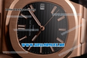 Patek Philippe Nautilus Miyota 9015 Automatic 18K Rose Gold Case/Bracelet with Black Dial and Stick Markers (BP)