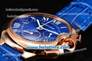 Cartier Ballon Bleu De Medium Chrono Miyota Quartz Rose Gold Case with Blue Dial and White Roman Numeral Markers