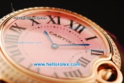 Cartier ballon bleu de Cartier Swiss Quartz Movement Rose Gold Case with Diamond Bezel and Pink Leather Strap