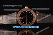 Hublot Classic Fusion 9015 Auto PVD/Rose Gold Case with Black Dial and Black Leather Strap