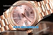 Rolex Datejust Swiss ETA 2671 Automatic Rose Gold Case with Pink Dial Stick Markers and Rose Gold Bracelet (BP)