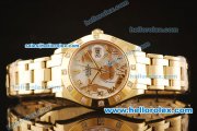 Rolex Datejust Asia 2813 Automatic Full Yellow Gold with Diamond Bezel and White MOP Dial