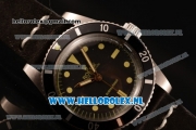 Rolex Submariner Vintage Asia 2813 Automatic Steel Case with Dot Markers Black Dial and Black Nylon Strap