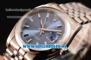 Rolex Datejust Clone Rolex 3135 Automatic Steel Case with Stick Markers Blue Dial and Steel Bracelet