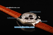 Rolex Daytona Chronograph Swiss Valjoux 7750 Automatic Movement Steel Case with White Dial and Brown Leather Strap