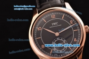 IWC Portuguese Vintage Swiss ETA 2836 Automartic Rose Gold Case with Black Dial and Black Leather Strap