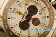 Ferrari Chronogaph Swiss ETA Quartz Full Steel with White Dial and 7750 Coating