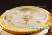 Rolex Datejust Oyster Perpetual Automatic ETA Coating Case with White Dial and Gold Roman Markers - Two Tone Strap