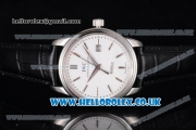 IWC Ingenieur Clone IWC 52010 Automatic Steel Case with White Dial Stick Markers and Black Leather Strap