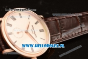 Patek Philippe Calatrava Small Seconds Miyota 9015 Automatic Rose Gold Case with Beige Dial Roman Numberal Markers and Brown Genuine Leather Strap (GF)