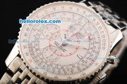 Breitling Montbrillant Swiss Valjoux 7750 Automatic Movement Full Steel with Silver Stick Markers and Silver Dial