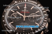 Omega Co-Axial Speedmaster Moonwatch Chrono Clone Omega 9300 Automatic PVD Case with Black Leather Strap Stick Markers and Black Dial