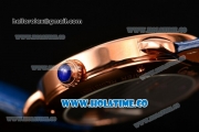 Cartier Rotonde De Asia Manual Winding Rose Gold Case with Blue Dial and White Roman Numeral Markers