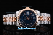 Rolex Datejust Oyster Perpetual Automatic Rose Gold Bezel with Blue Dial and White Number Marking-Small Calendar