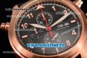 IWC Pilot's Watch Spitfire Chrono Miyota Quartz Rose Gold Case with Black Leather Strap Black Dial and Arabic Numeral Markers