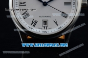 Longines Master Swiss ETA 2824 Automatic Steel Case with White Dial Roman Numeral Markers and Brown Leather Strap (AAAF)