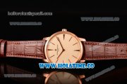 Vacheron Constantin Patrimony Miyota 9015 Automatic Rose Gold Case with Beige Dial Brown Leather Strap and Stick Markers