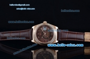 Rolex Sky-Dweller Asia 2813 Automatic Rose Gold Case with Brown Leather Strap and Brown Dial