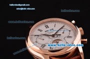 Patek Philippe Complications ST18 Automatic Rose Gold Case with Black Roman Numeral Markers and White Dial