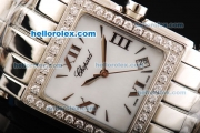 Chopard Happy Sport Japanese Quartz Movement Stainless Steel Case with Diamond Bezel and White Dial