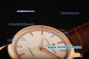 Vacheron Constantin Patrimony Swiss ETA 2892 Automatic Movement Rose Gold Case with Rose Gold Stick Markers and Brown Leather Strap