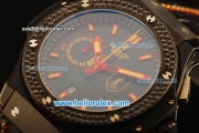 Hublot Big Bang Chronograph Swiss Quartz PVD Case With Black Dial and Black Leather Strap