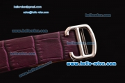 Cartier Le Cirque Animalier de Cartier Swiss Quartz Steel Case with White MOP Dial and Purple Leather Strap