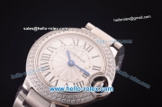 Cartier Ballon bleu de Swiss ETA Quartz Steel Case with Diamond Bezel and White Dial