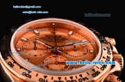 Rolex Daytona Chronograph Swiss Valjoux 7750-SHG Automatic Rose Gold Case with Stick Markers and Rose Gold Strap