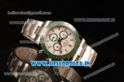 Rolex Daytona Chronograph 7750 Auto Steel Case with White Dial and Steel Bracelet - Green Ceramic (BP)