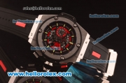 Hublot Big Bang Red Devil Chronograph Quartz Steel Case with Skeleton Dial and Black Rubber Strap-7750 Coating