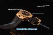 Hublot Big Bang Ferrari Swiss Valjoux 7750-SHG Automatic Gold Case with Gold Stick/Numeral Marekrs Black Dial and Black Rubber Strap