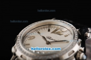 Chopard Happy Sport Miyota Quartz Movement Silver Markers with Diamond Bezel and White Dial-Lady Size