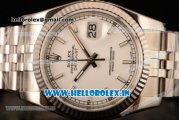 Rolex Datejust Clone Rolex 3135 Automatic Steel Case White Dial With Stick Markers Steel Bracelet- 1:1 Original(AR)