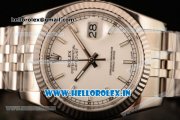 Rolex Datejust Clone Rolex 3135 Automatic Steel Case White Dial With Stick Markers Steel Bracelet- 1:1 Original(AR)