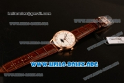 BlancPain Villeret Miyota 9015 Automatic Rose Gold Case with White Dial and Brown Leather Strap (ZF)